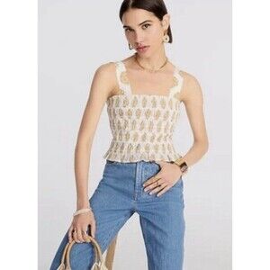 J. Crew Women’s Size Medium Smocked Tube Top In Gathered Floral Block Print